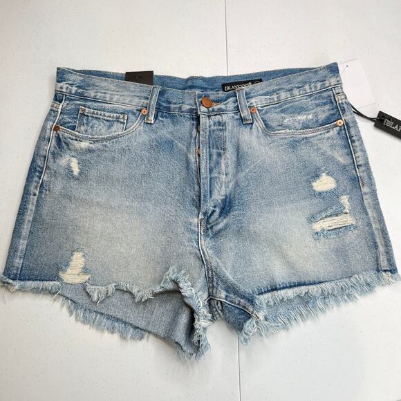 NWT BLANK NYC Cut Off Denim Shorts Distressed High Rise Light Wash Size 31 - Picture 1 of 9